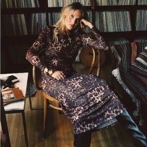 12th Tribe Animal Print Long Sleeve Dress